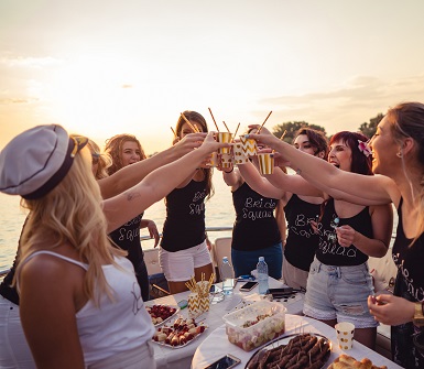 Cheers on a boat rental